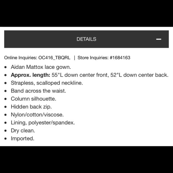Aidan Mattox Black/White Strapless Lace Column Gown Size 2 - Picture 10 of 13